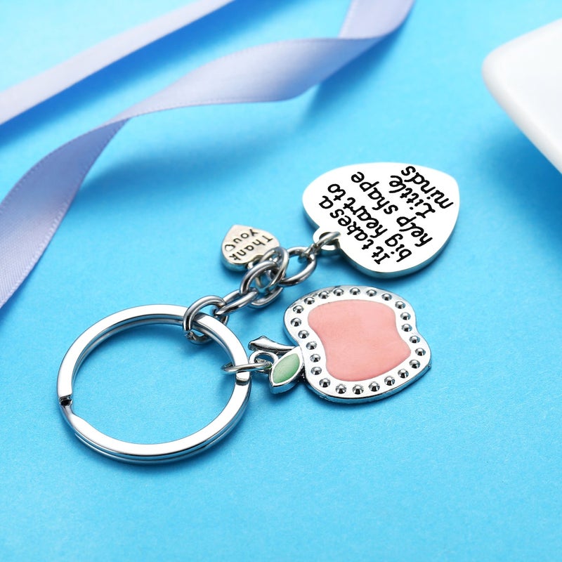 Nimteve Teacher Appreciation Gift It Takes A Big Heart To Help Shape Little Minds Heart Charms Keychain - Image 3